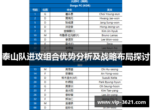 泰山队进攻组合优势分析及战略布局探讨